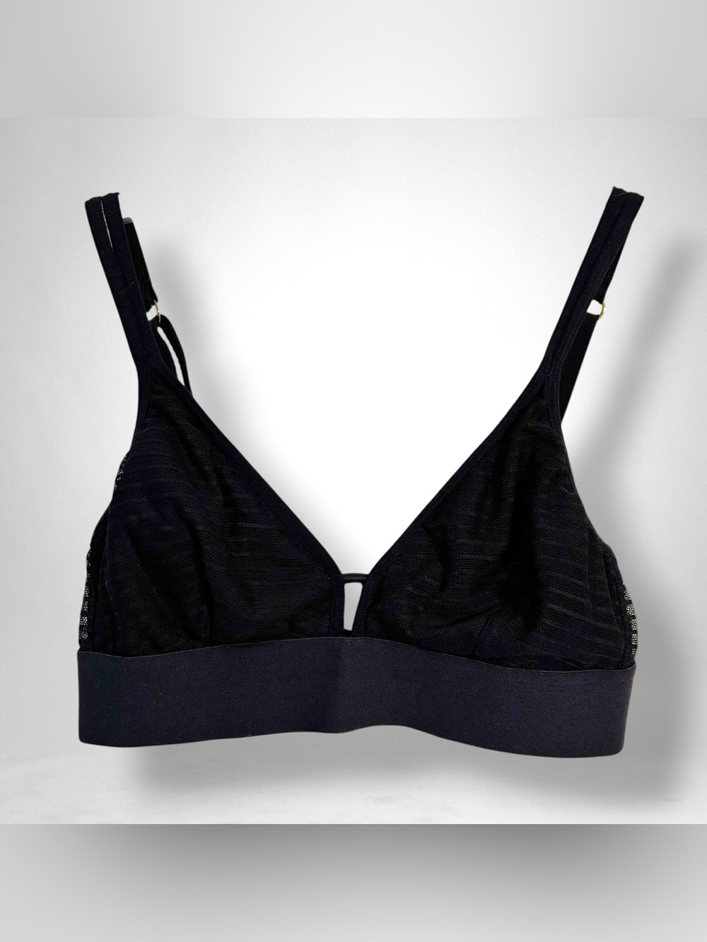 Lively Women Bra S Black Striped Bralette Wireless Mesh Strap Adjustable